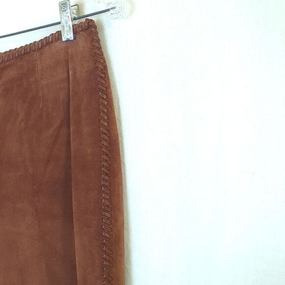 Brown Suede Pants with Whip Stitching Down the Side  Seam Size 6 - Picture 5 of 8